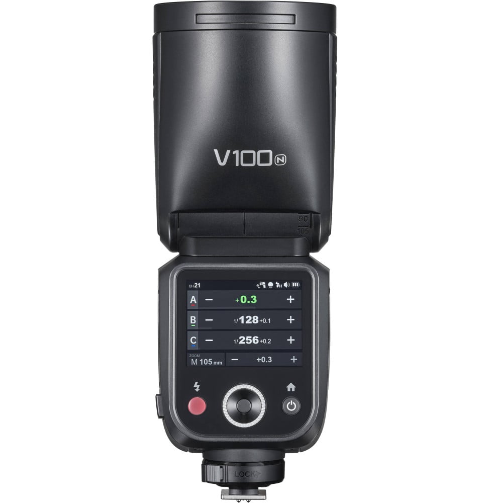 Godox V100 pour Nikon, flash cobra — vue complémentaire 2