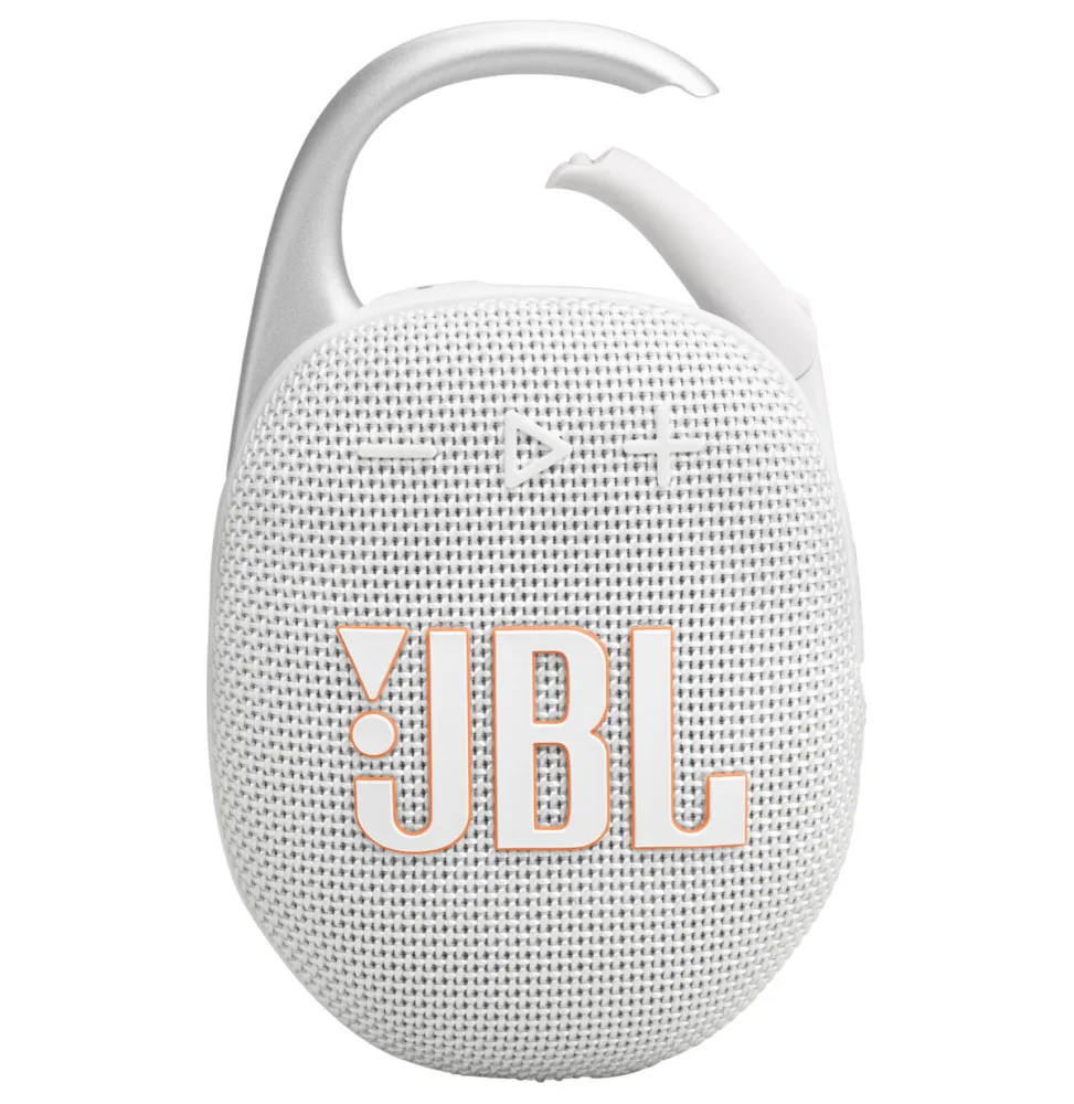 Enceinte Bluetooth avec mousqueton JBL Clip 5 — Blanc