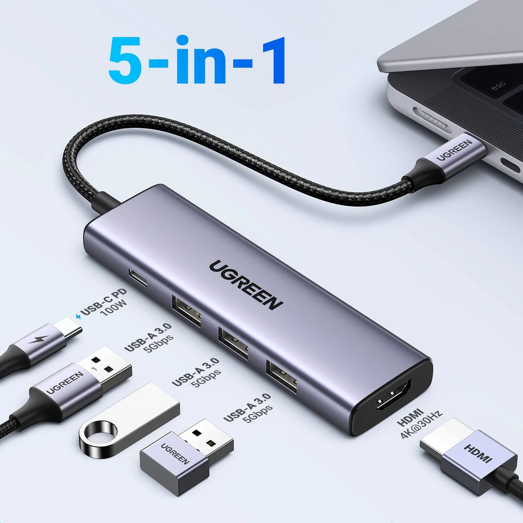 Ugreen HUB USB-C 5en1 (15596)