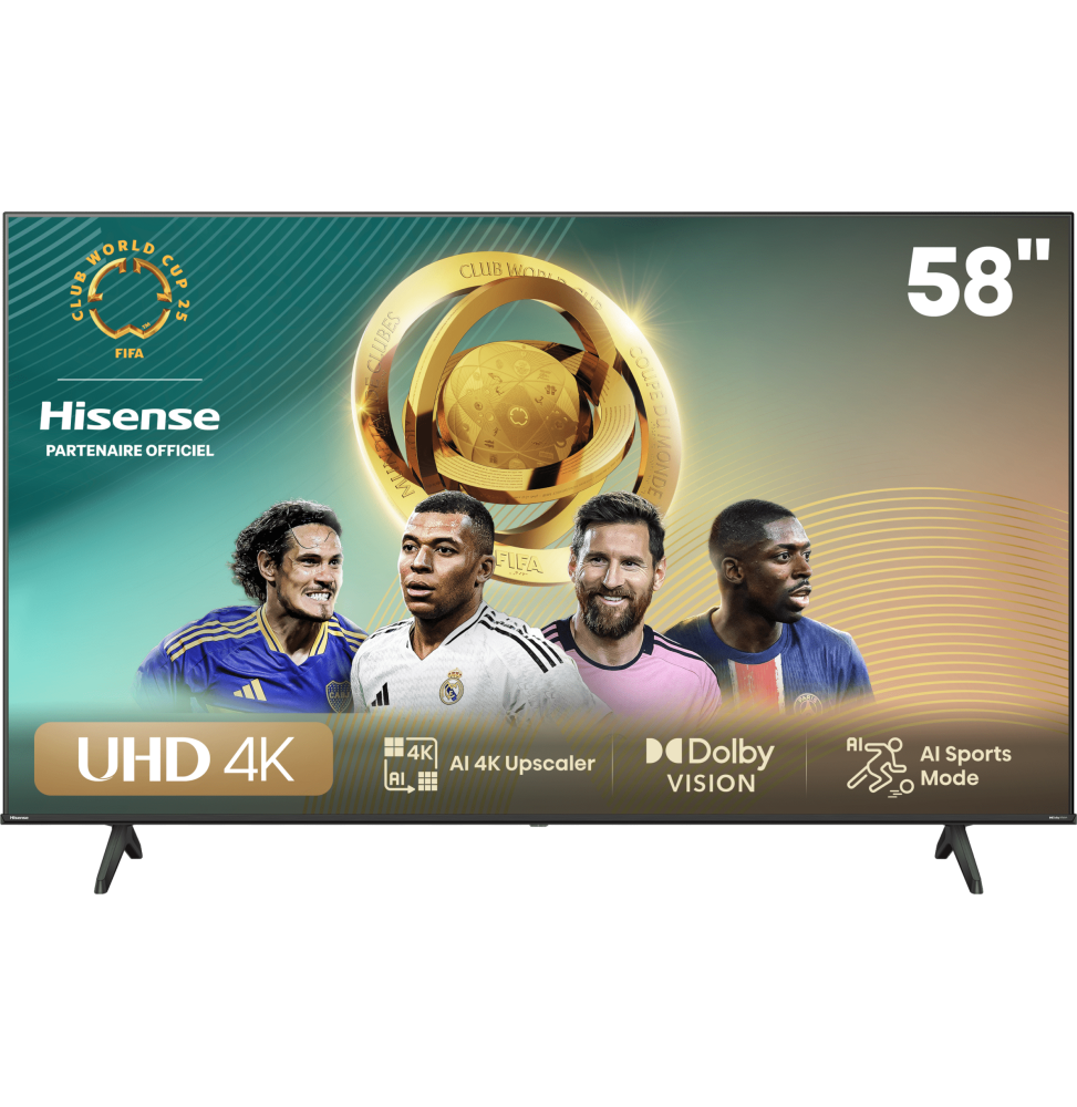 [HIS58A6N] Téléviseur Hisense 58" Smart UHD 58A6N + Récepteur intégré