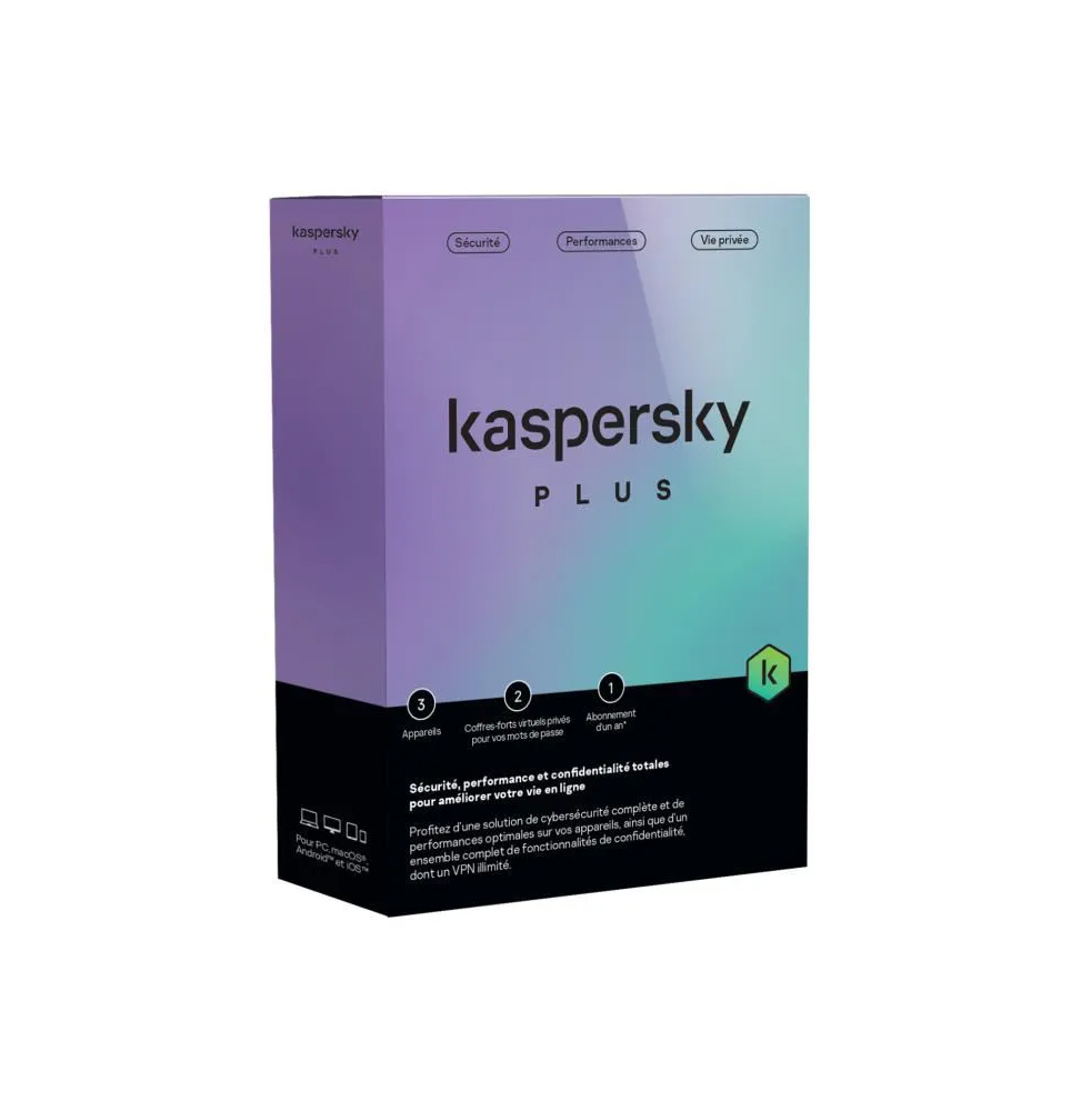 [KL10428BCFS-SLIMMAG] Kaspersky Plus - 3 Postes / 1 an (KL10428BCFS-SLIMMAG)